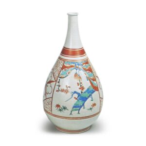 Wine bottle with plum-tree design, enamelled ware