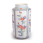 Jar with flower design, enamelled ware