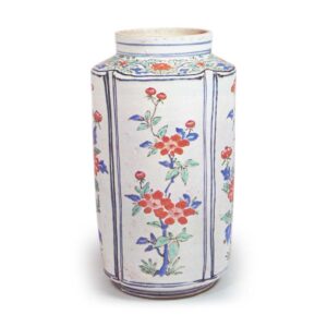 Jar with flower design, enamelled ware