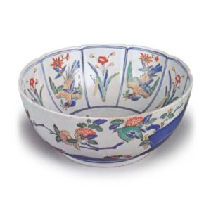 Bowl with flower-and-bird design, enamelled ware