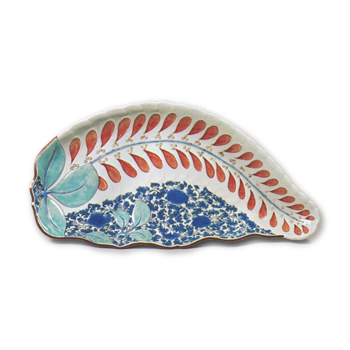 Dish with wistaria flower design, enamelled ware