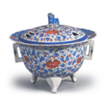 Incense burner with peony scroll design, enamelled ware