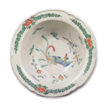 Large bowl with design of phoenix in flight, enamelled ware