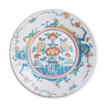 Dish with peony and plum design, enamelled ware