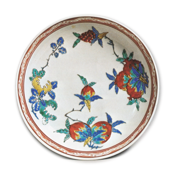 Dish with design of three kinds of fruit, enamelled ware