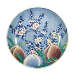 Dish with peach design. enamelled ware