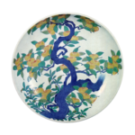 Dish with mandarin orange design. enamelled ware