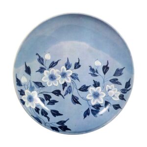 Dish with clematis flower design、 blue and white