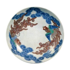 Dish with phoenix design、 enamelled ware