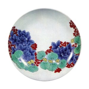 Dish with aquatic plant design. enamelled ware