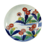 Five dishes with dandelion design. enamelled ware