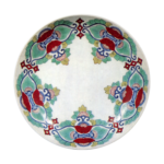 Dish with karahana flower design. enamelled ware