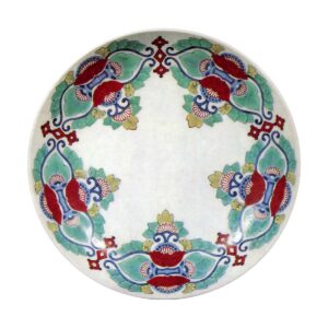 Dish with karahana flower design. enamelled ware