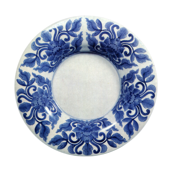 Dish with karahana flower design. blue and white