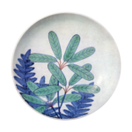 Dish with yuzuriha plant design. enamelled ware