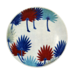 Five dishes with hemp palm leaf design. enamelled ware