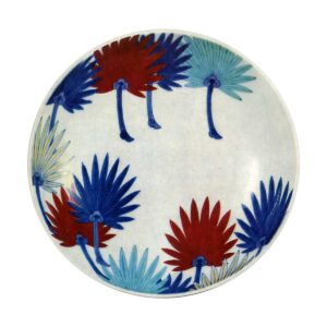 Five dishes with hemp palm leaf design. enamelled ware