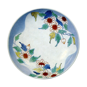 Dish with clematis flower design. enamelled ware