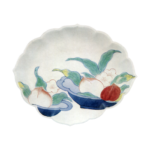 Dish with peach design. enamelled ware