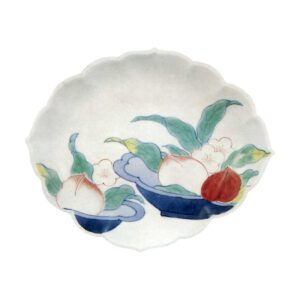 Dish with peach design. enamelled ware