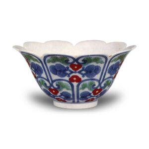 Mukozuke bowl with karahana flower design. enamelled ware