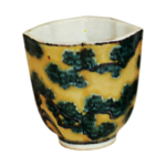 Five wine cups with pine･tree design. underglaze blue. overglaze enamels