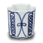 Wine cup with braiding design. blue and white