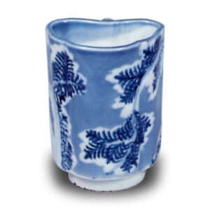 Wine cup with hiba (cypress) design. blue and white