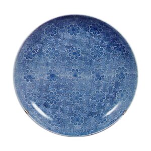 Dish with floral design. blue and white