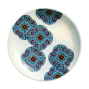 Dish with design of mokko (four lobed medallions).underglaze blue.overglaze enamels