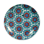 Dish with design of chintz･style patterns. underglaze blue. overgiaze enamels