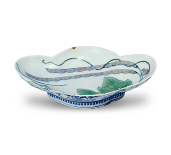 鍋島 色絵 藤豆文 皿