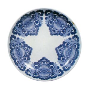 Dish with karahana flower design, blue and white