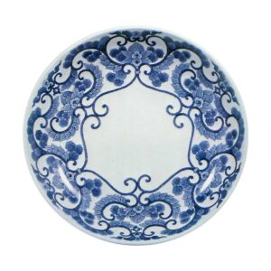 Dish with karahana flower design, blue and white