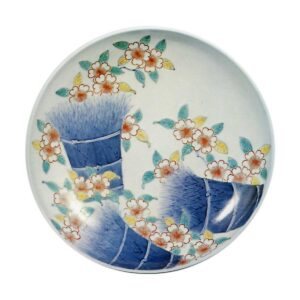 Dish with cherry and brushwood design,  undergiaze blue, overglaze enamels