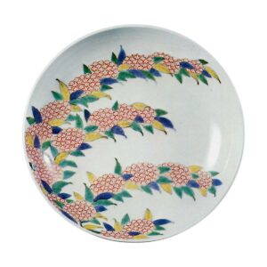 Dish with small ball design in overglaze enamels