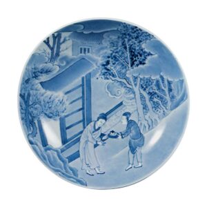 Dish with Chinese figure design, blue and white