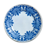 Dish with peony scroll design, blue and white