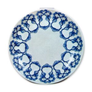 Dish with gourd design, blue and white