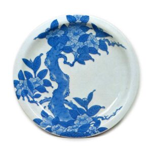 Dish with cameiiia･tree desigri, blue and white