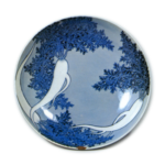 Dish with carrot design, blue and white