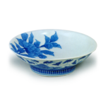 Dish with peony design, blue and white