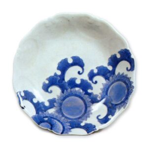 Dish with karahana flower design, blue and white