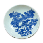 Dish with paulownia and bamboo design, blue and white