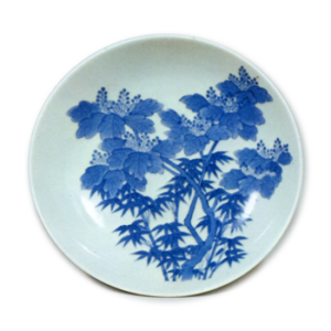 Dish with paulownia and bamboo design, blue and white