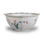 Bowl with rose and flowering grass design, enamelled ware