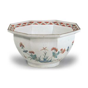 Bowl with autumn grass design, enamelled ware