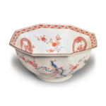 Bowl with flower-and-bird, and rounded dragon design, enamelled ware