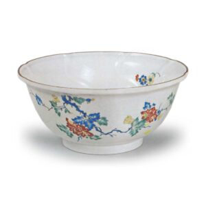 Bowl with peony design, enamelled ware