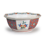 Bowl with peach design, enamelled ware